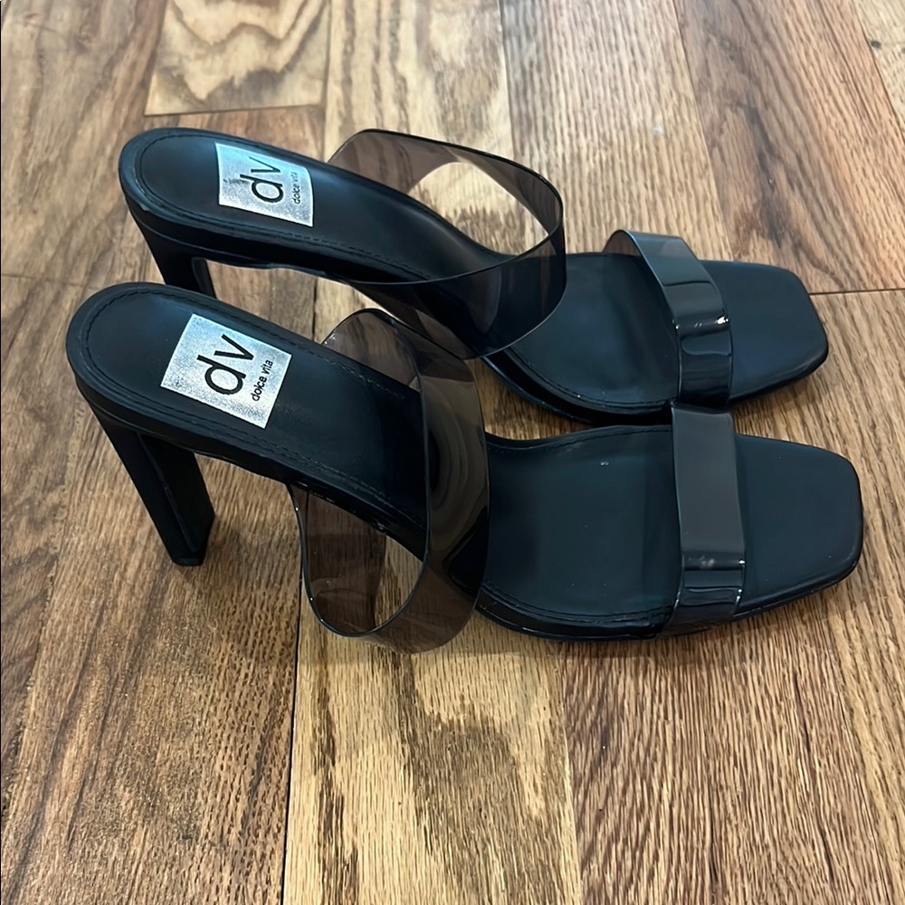 DV by Dolce Vita Selsta Black Transparent Heels 9